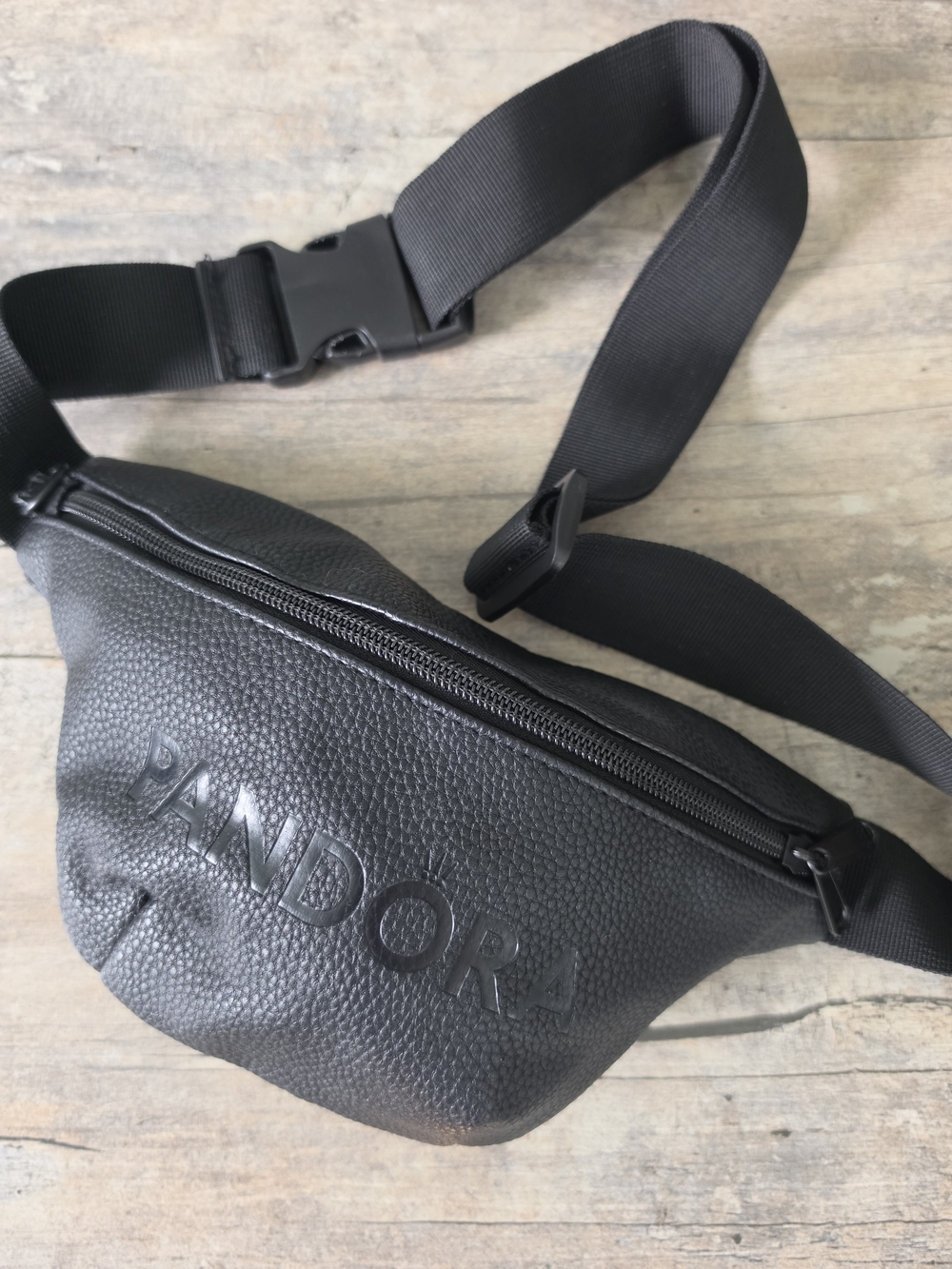 Pandora Black Pebbled Leather Fanny Pack Belt Bag NEW